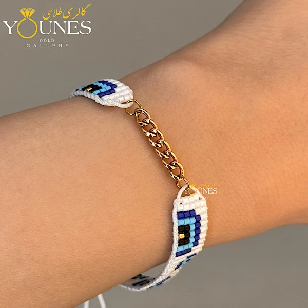 دستبند میوکی سفید آبی کارتیر طلا